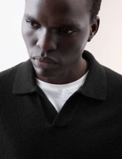 Cotton Rich Open Neck Knitted Polo Shirt -Marks And Spencer Shop cotton rich open neck knitted polo shirt 9