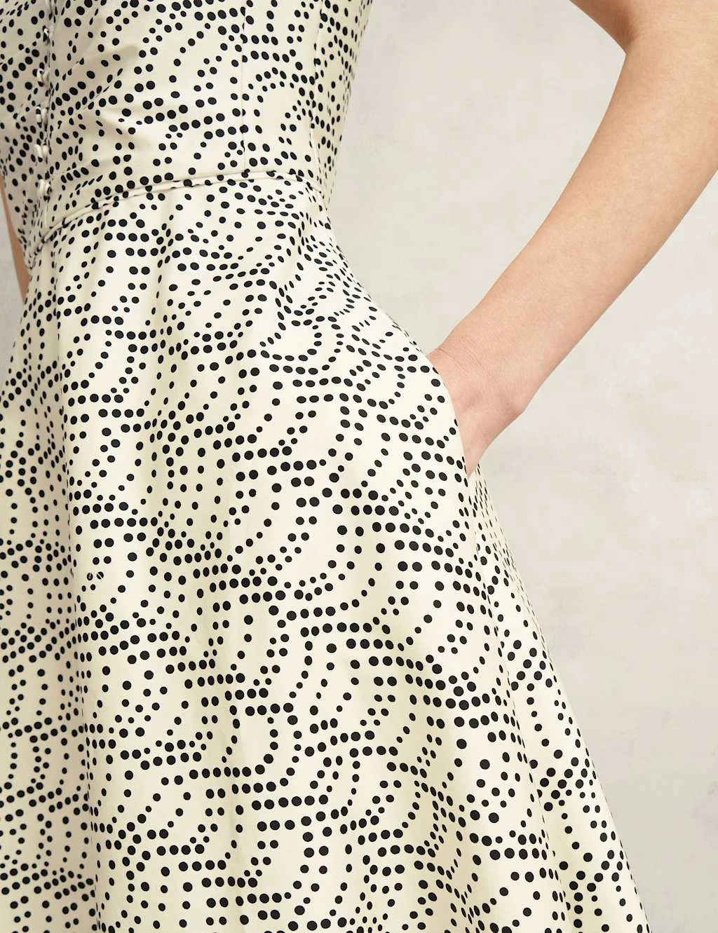 Cotton Rich Polka Dot V-Neck Waisted Dress 11 Cotton Rich Polka Dot V-Neck Waisted Dress - Image 11