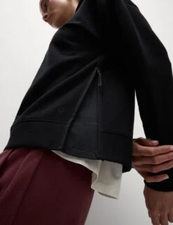 Cotton Rich Mesh Panel Relaxed Hoodie -Marks And Spencer Shop cotton rich relaxed hoodie