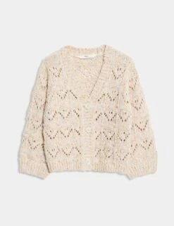 Cotton Rich Textured Knitted Cardigan (2-8 Yrs) -Marks And Spencer Shop cotton rich textured knitted cardigan 2 8 yrs 1 10