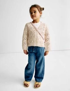 Cotton Rich Textured Knitted Cardigan (2-8 Yrs) -Marks And Spencer Shop cotton rich textured knitted cardigan 2 8 yrs 1 7