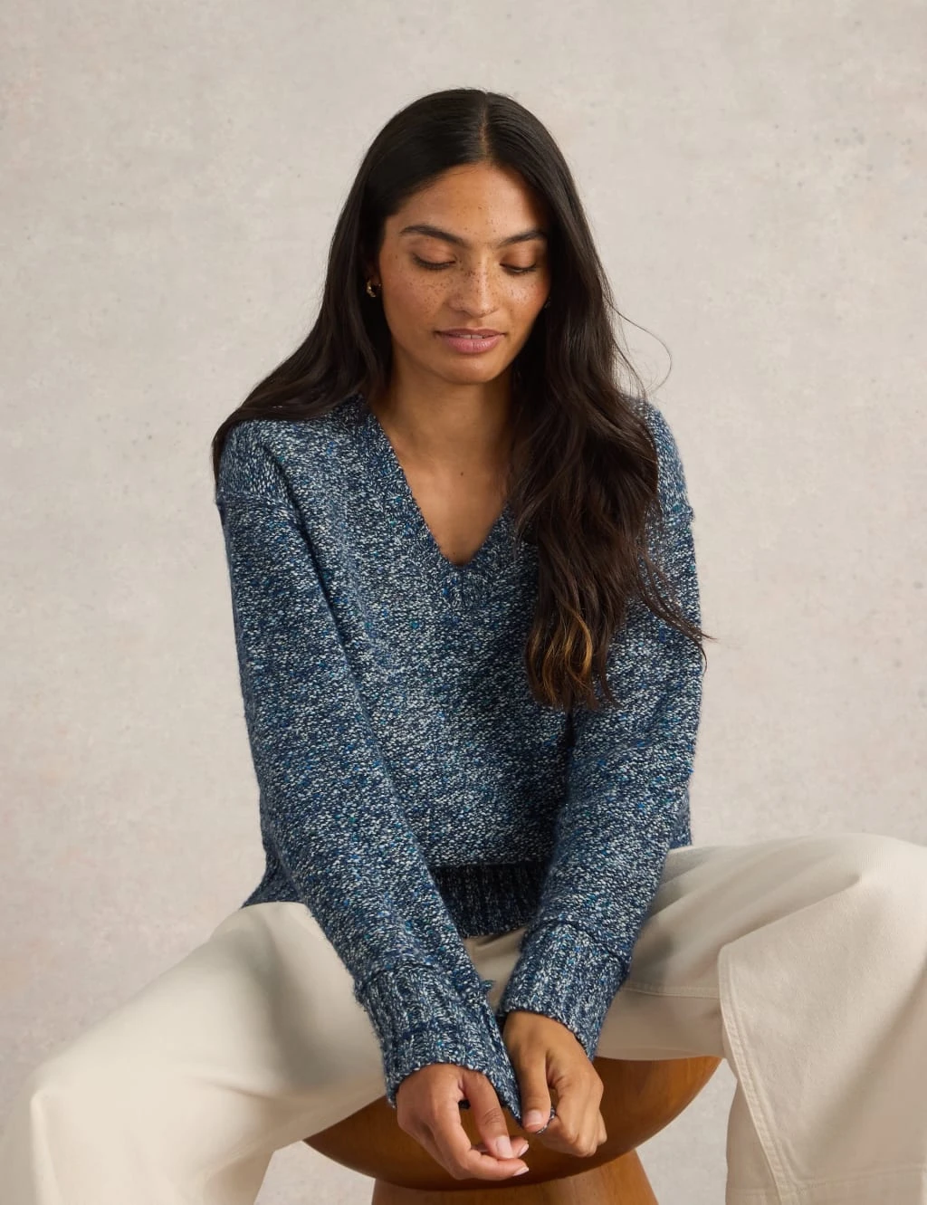 WHITE STUFF Cotton Rich Textured V-Neck Jumper 14 WHITE STUFF Cotton Rich Textured V-Neck Jumper - Image 14