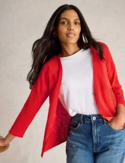 WHITE STUFF Cotton Rich V-Neck Cardigan -Marks And Spencer Shop cotton rich v neck cardigan 18