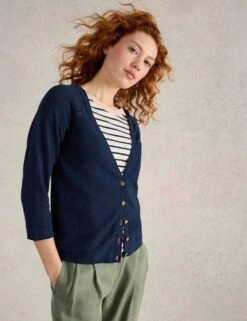 WHITE STUFF Cotton Rich V-Neck Cardigan -Marks And Spencer Shop cotton rich v neck cardigan 6