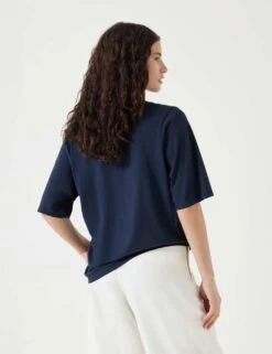 Reece Cotton Rich V-Neck Drapey T-Shirt -Marks And Spencer Shop cotton rich v neck drapey t shirt 12