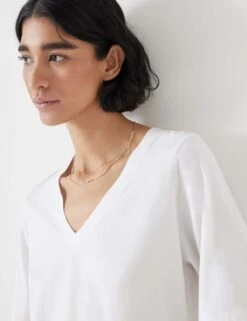 Reece Cotton Rich V-Neck Drapey T-Shirt -Marks And Spencer Shop cotton rich v neck drapey t shirt 2