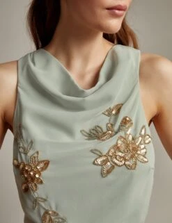 MONSOON Embroidered Cowl Neck Maxi Wrap Dress -Marks And Spencer Shop embroidered cowl neck maxi wrap dress 8