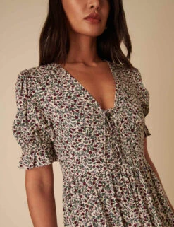 Floral V-Neck Midaxi Waisted Dress -Marks And Spencer Shop floral v neck midaxi waisted dress 6