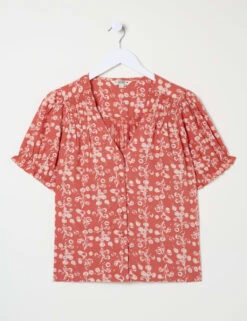 Floral V-Neck Shirred Detail Blouse -Marks And Spencer Shop floral v neck shirred detail blouse 8