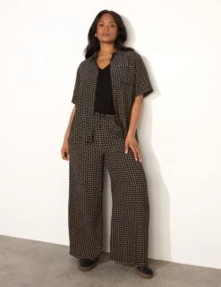 Geometric Elasticated Waist Wide Leg Trousers -Marks And Spencer Shop geometric elasticated waist wide leg trousers 7
