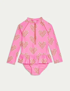 Heart Print Swimsuit (2-8 Yrs) 13 Heart Print Swimsuit (2-8 Yrs) -Marks And Spencer Shop heart print swimsuit 2 8 yrs 1 5