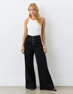 High Waisted Button Front Wide Leg Jeans -Marks And Spencer Shop high waisted button front wide leg jeans 11