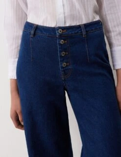 High Waisted Button Front Wide Leg Jeans -Marks And Spencer Shop high waisted button front wide leg jeans 5