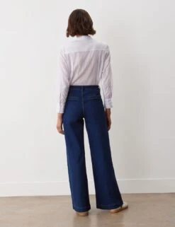 High Waisted Button Front Wide Leg Jeans -Marks And Spencer Shop high waisted button front wide leg jeans 6