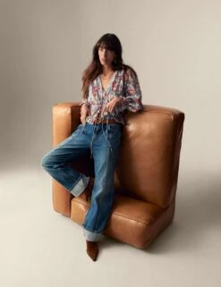 High Waisted Straight Leg Turn Up Jeans -Marks And Spencer Shop high waisted straight leg turn up jeans 9