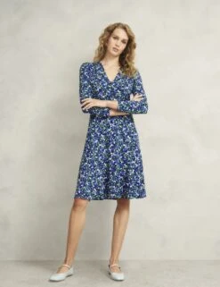 Jersey Floral V-Neck Knee Length Skater Dress -Marks And Spencer Shop jersey floral v neck knee length skater dress 11