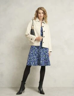 Jersey Floral V-Neck Knee Length Skater Dress -Marks And Spencer Shop jersey floral v neck knee length skater dress 12