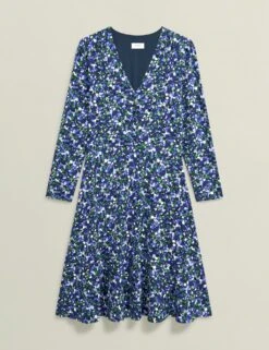 Jersey Floral V-Neck Knee Length Skater Dress -Marks And Spencer Shop jersey floral v neck knee length skater dress 9