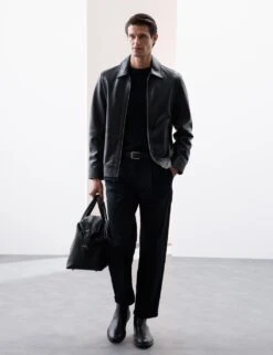 Leather Harrington Jacket -Marks And Spencer Shop leather harrington jacket 14