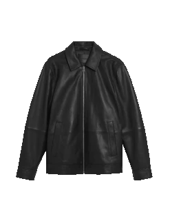 Leather Harrington Jacket -Marks And Spencer Shop leather harrington jacket