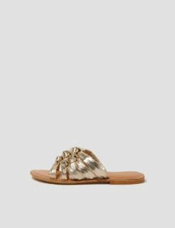 MONSOON Leather Metallic Knot Flat Sandals -Marks And Spencer Shop leather metallic knot flat sandals 3
