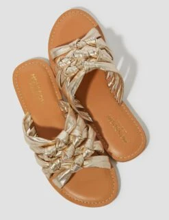 MONSOON Leather Metallic Knot Flat Sandals -Marks And Spencer Shop leather metallic knot flat sandals 4