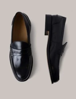 Black Formal Leather Slip-On Shoes -Marks And Spencer Shop leather slip on loafers 16