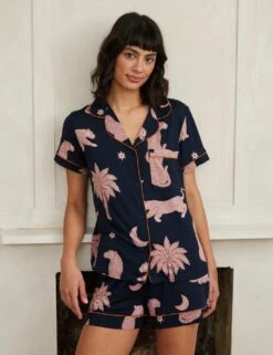 Leopard And Palm Tree Printed Shortie Set -Marks And Spencer Shop leopard and palm tree printed shortie set 8