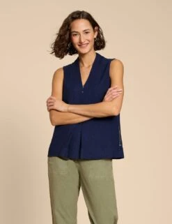 WHITE STUFF Linen Blend V-neck Sleeveless Shirt 16 WHITE STUFF Linen Blend V-neck Sleeveless Shirt -Marks And Spencer Shop linen blend v neck sleeveless shirt 6