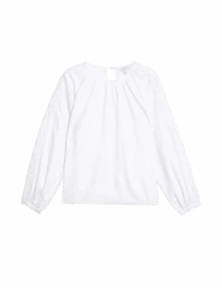 Linen Rich Broderie Blouse -Marks And Spencer Shop linen rich broderie blouse