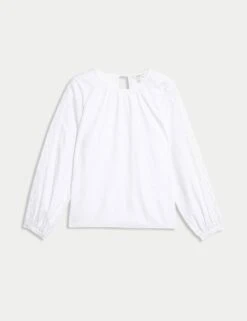 Linen Rich Broderie Blouse -Marks And Spencer Shop linen rich broderie blouse 9