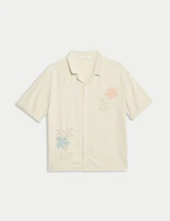 Linen Rich Embroidered Shirt (6-16 Yrs) 16 Linen Rich Embroidered Shirt (6-16 Yrs) -Marks And Spencer Shop linen rich embroidered shirt 6 16 yrs 1 6