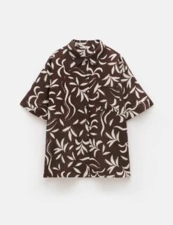 Linen Rich Leaf Print Shirt -Marks And Spencer Shop linen rich leaf print shirt 9