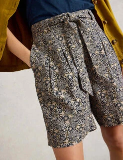 WHITE STUFF Linen Rich Printed Belted Pleat Front Shorts 23 WHITE STUFF Linen Rich Printed Belted Pleat Front Shorts -Marks And Spencer Shop linen rich printed belted pleat front shorts 11