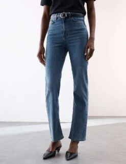 Lyocell™ Blend High Waisted Straight Leg Jeans -Marks And Spencer Shop lyocell blend high waisted straight leg jeans 7