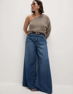 Lyocell™ Blend Wide Palazzo Leg Jeans -Marks And Spencer Shop lyocell blend wide leg jeans 1