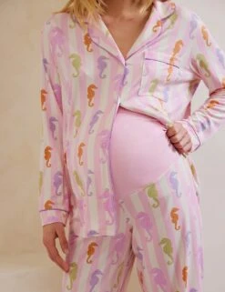 Maternity Jersey Seahorse Revere Pyjama Set -Marks And Spencer Shop maternity jersey seahorse revere pyjama set 5