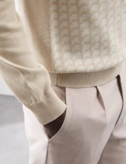 Mercerised Cotton Geometric Knitted Polo -Marks And Spencer Shop mercerised cotton geometric knitted polo 8