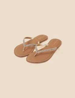 Accessorize Metallic Embellished Flat Flip Flops -Marks And Spencer Shop metallic embellished flat flip flops 5