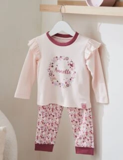 Personalised Pink Floral Frill Pyjama Set (0-6 Yrs) -Marks And Spencer Shop personalised pink floral frill pyjama set 0 6 yrs 1 5