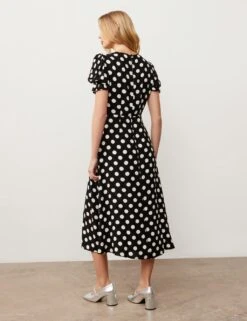 Pollka Dot Round Neck Midi Tea Dress -Marks And Spencer Shop pollka dot round neck midi tea dress 5