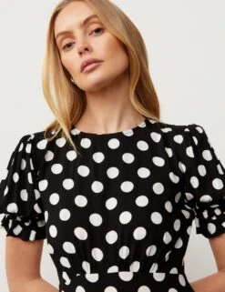 Pollka Dot Round Neck Midi Tea Dress -Marks And Spencer Shop pollka dot round neck midi tea dress 6