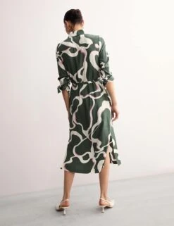 Jaeger Printed Belted Midi Shirt Dress -Marks And Spencer Shop printed belted midi shirt dress 8