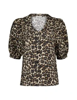 Pure Cotton Animal Print Collared Blouse -Marks And Spencer Shop pure cotton animal print collared blouse 6