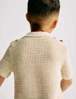 Pure Cotton Border Knitted Shirt (2-8 Yrs) -Marks And Spencer Shop pure cotton border knitted shirt 2 8 yrs 1 7