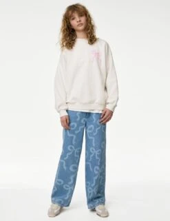 Cotton Rich Bow Graphic Sweatshirt (6-16 Yrs) 19 Cotton Rich Bow Graphic Sweatshirt (6-16 Yrs) -Marks And Spencer Shop pure cotton bow graphic sweatshirt 6 16 yrs 1 2