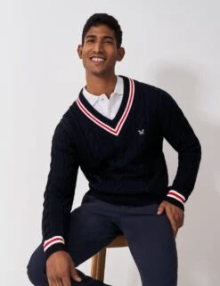 Pure Cotton Cable V-Neck Jumper -Marks And Spencer Shop pure cotton cable v neck jumper 8