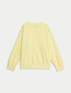 Pure Cotton Crew Neck Relaxed Sweatshirt -Marks And Spencer Shop pure cotton crew neck relaxed sweatshirt 5