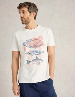 WHITE STUFF Pure Cotton Fish Graphic T-Shirt -Marks And Spencer Shop pure cotton fish graphic t shirt 7