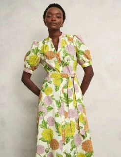 Pure Cotton Floral Notch Neck Skater Dress -Marks And Spencer Shop pure cotton floral notch neck skater dress 10